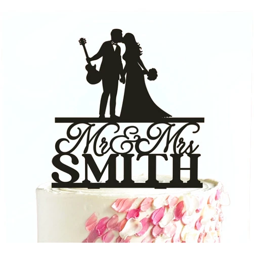 TiTaicor Guitar Cake Topper,Musician Wedding Cake Topper,Guitarist Couple Cake Topper,Guitar Player Cake Topper,Musician silhouette Topper for Proposal Wedding Engagement Anniversary Birthday.