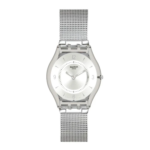 Swatch Skin Classic Biosourced Unisex Watch Casual Plastic Grey Quartz Waterproof Metal Knit