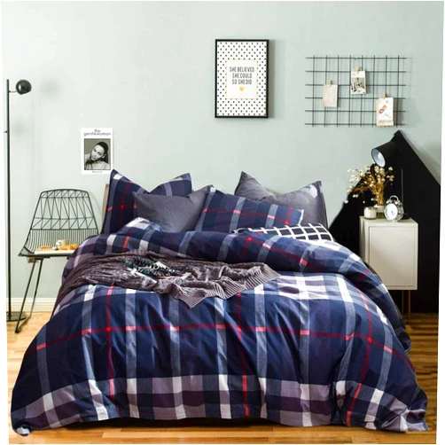 Wellboo Navy Plaid Bedding Covers Cotton Blue Men Tartan Grid Preppy Duvet Cover Twin Women Adults Dark Color Buffalo Checkered Comforter Cover Boys Scottish Grid Quilt Cover Farmhouse Bed Soft Health