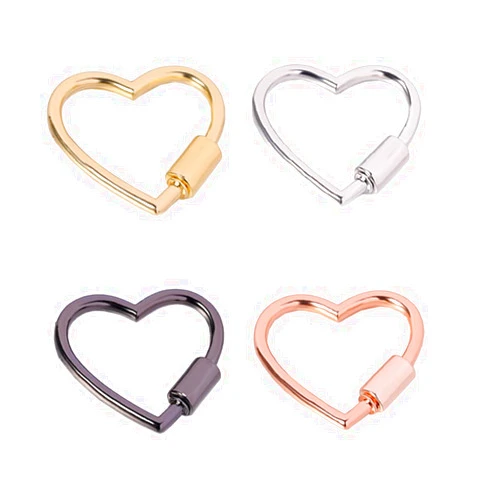 KCKEYS 4 x 30mm Heart Shape Multi-Function Carabiner Clip Aluminum Ring Key Chain Carabeaner Bulk Hook Pack for Camping Hiking Fishing Traveling Dog Leash by Kckeys