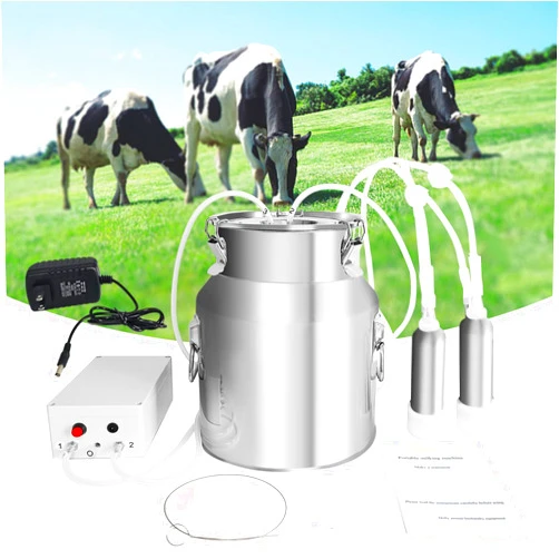 Togarhow 14L Electric Cow Milking Machine, Portable Plug-in Pulsating Vacuum Pump,Cow Milker Machine,Automatic Pulsation Vacuum Milker with Food-Grade Stainless Steel Bucket and Teats Cups & Tubes