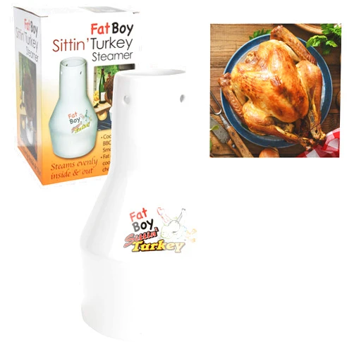 COOK'S CHOICE Sittin' Turkey Ceramic Beer Can Roaster & Steamer- Easily Infuse flavors Into Your Meat- Cooks Up to 18lb Turkey- Extra-Wide Base for Indoor Oven Or Outdoor Grill Use- Use for Tasty Easy Meal Prep