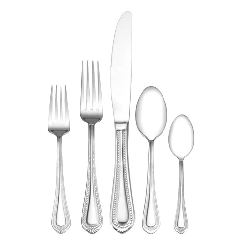 Mikasa 5081086 Regent Bead 65-Piece 18/10 Stainless Steel Flatware Set with Serving Utensil Set, Service for 12