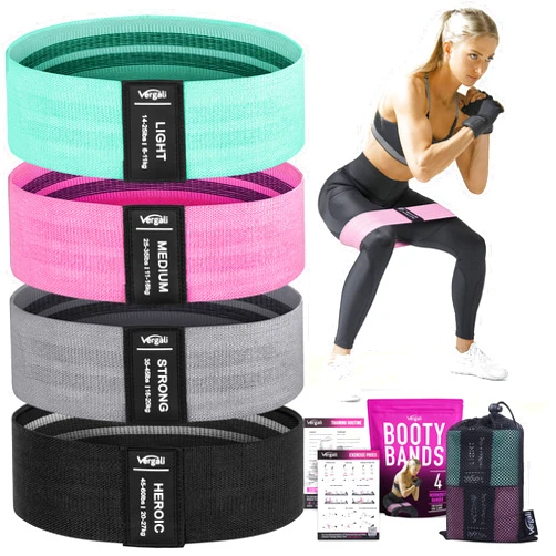 Vergali Resistance Bands for Working Out with Workout Bands Guide. 4 Booty Bands for Women Men Fabric Elastic Bands for Exercise Bands Resistance Bands for Legs Bands for Working Out Hip Thigh Glute Bands Set