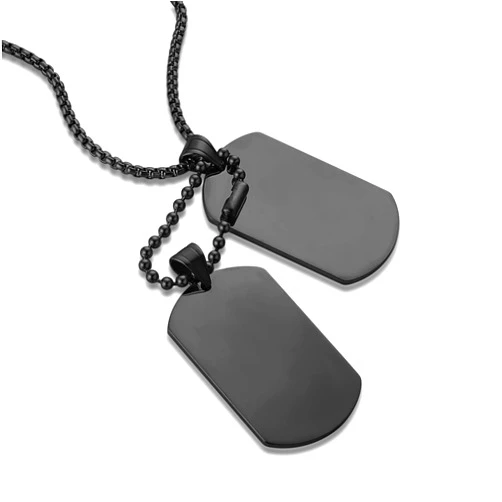 HZMAN Mens High Polishing Stainless Steel Dog Tag Pendant Necklace 22+2 Inch Link Chain