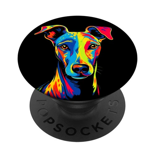 Whippet Gifts by J Funny Whippet Dog Mom or Dad Colorful Puppy Art Lover Black PopSockets Adhesive PopGrip
