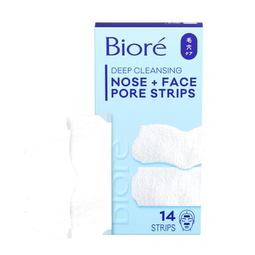 Bioré Nose+Face Blackhead Remover Strips, Deep Cleansing Strips for Nose, Chin, or Forehead, Instant Blackhead Removal and Pore Unclogging, Oil-free, Non-Comedogenic Use, 14 Count
