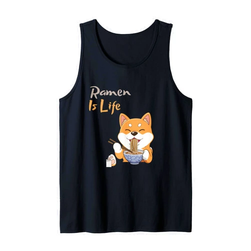 RightUR Cute Chibi Inu Dog Ramen is Life, Funny Cute Chibi Inu Dog, Pet Humor, kawaii Tank Top
