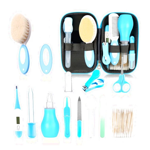 WXA Baby Grooming Kit，Infant Safety Care Setwith Hair Brush Comb Nail Clipper Nasal Aspirator, Baby Essentials Kit for Newborn Girls Boys (14 PC-Blue Kit)