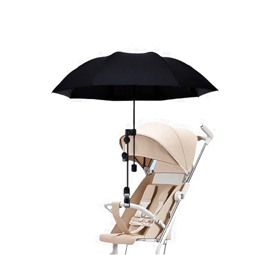 Nakazawa Stroller Umbrella With Adjustable Universal Clamp,Clip On Umbrella With Clip On UPF 50+ Great for Pushchair,Strollers，Beach Chair（Black）