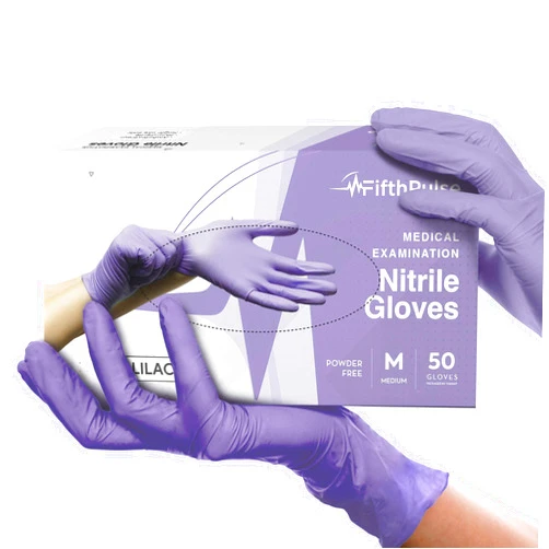 FifthPulse Lilac Nitrile Disposable Gloves - 50 Count - 3 Mil Nitrile Gloves Medium - Powder and Latex Free Rubber Gloves - Surgical Medical Exam Gloves - Food Safe Cooking Gloves