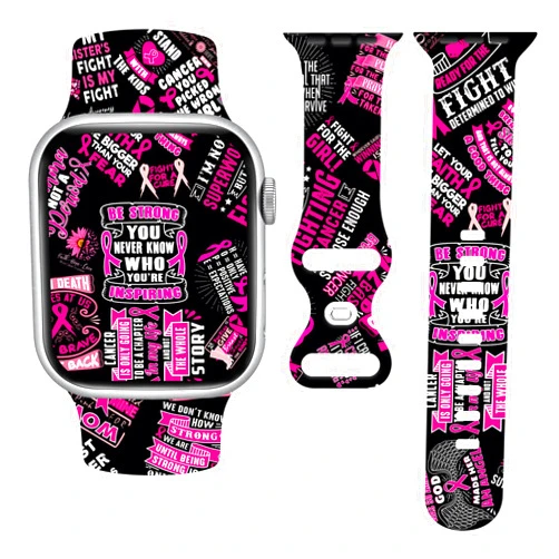 WHZMZYQ Breast Cancer Survivor Iwatch Bands 38mm 40mm 41mm 42mm 44mm 45mm 49mm, Pink Ribbon Apple Watch Band Wristbands Adjustable Compatible With Apple Watch Replacement For Series 8/7/6/5/4/3/2/1/Se/Ultra