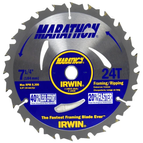 Irwin Tools 1873887 Marathon Carbide Cordless Circular Saw Blade, 7 1/4-Inch, 2-Pack