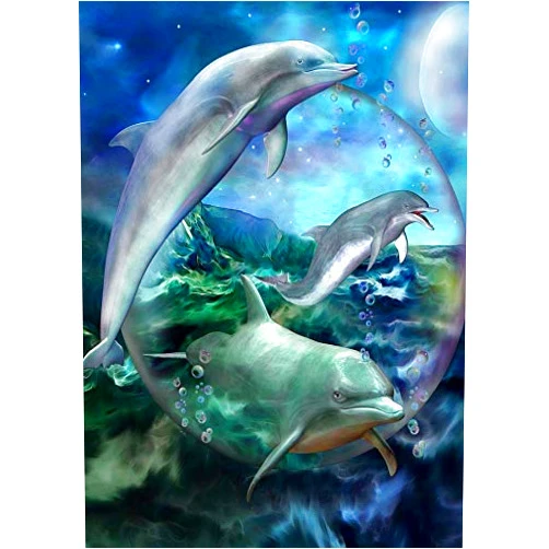 XCBN Dolphin Diamond Painting Full Round Diamond Embroidery Cross Stitch Animals Diamond Mosaic Home Decor Handicraft Art A3 30x40cm 30x40cm A3
