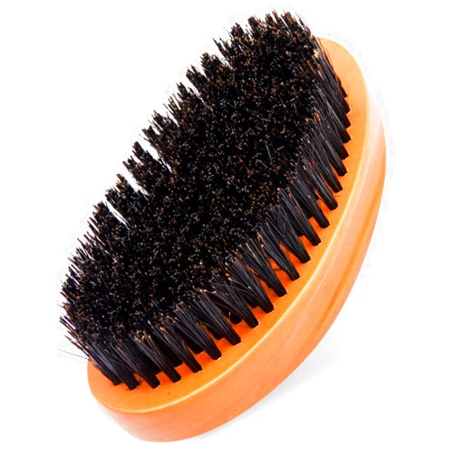 Styleomize Medium Hard Curved Wave Brush for Men 360 Degree - Premium Quality Wood Wave Brush with Firm Boar Bristles - Brown Hair Brush for Men Waves That Keeps Your Scalp Safe from Bruising (Medium)