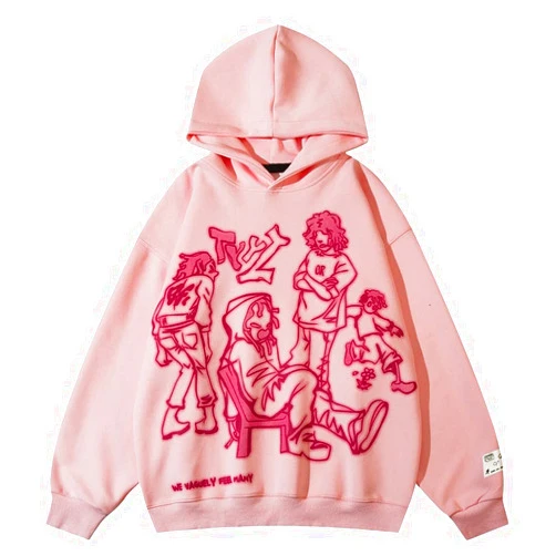 Aelfric Eden Mens Graphic Oversized Hoodie Cartoon Character Print Streetwear Casual hoodies y2k Hooded Sweatshirt