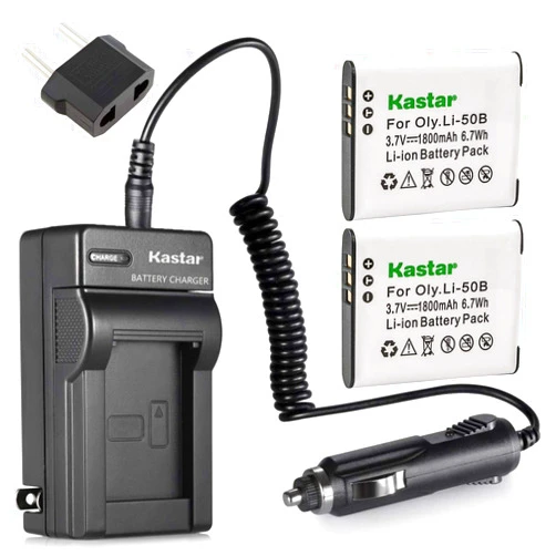 Kastar 2X Battery + Charger for Olympus LI-50B LI-50C & XZ-1 SZ-30MR SZ-10 SZ-11 SZ-20 SP800UZ Stylus Tough-6020 Tough-8010 Tough-6000 Tough-8000 Tough TG-810 1030 SW TG-610 SZ10 Tough 8000 TG810