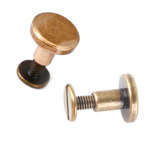 Sunicon 20Pcs Brass Flat Head Button Stud, 8mm Leathercraft Screws Nail Rivets, DIY Leather Craft Metal Rivet for Belt Strap Bag Shoes Decoration