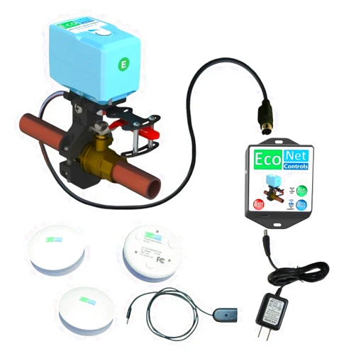 EcoNet Controls EVC400-MW-SK3-WLS1M Bulldog Matter WiFi Valve Robot Kit with 3 Leak Sensors + Wired Sensor, Smart Water Shutoff Valve, No Hub Required, Easy DIY Install, Fits up to 1.5