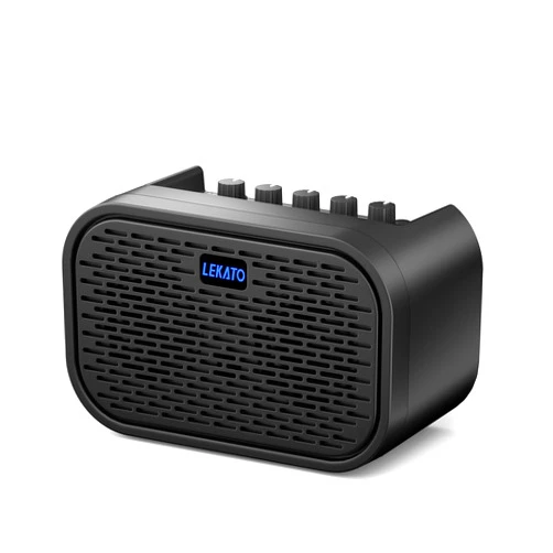 LEKATO Electric Guitar Amp, 10W Mini Guitar Amp, Distortion, Clean, Delay, Three-Band EQ, Gain Regulation, Bluetooth Guitar Amp Portable for Travel, Room Practice