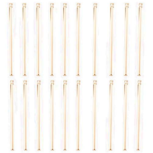 Beebeecraft 1 Box 30Pcs Gold Bar Charms 18K Gold Plated Brass Stick Strip Long Vertical Charms with Hole for DIY Earrings Necklace Jewelry Making