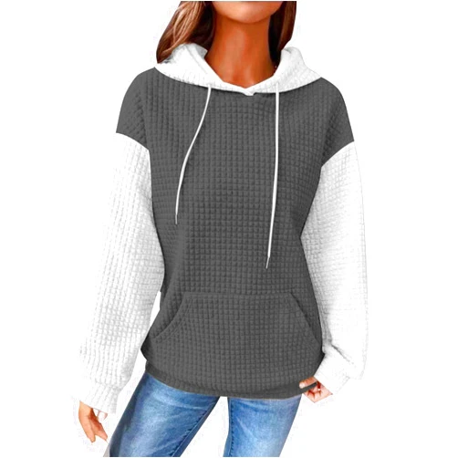 Generic Puff Sleeve Tops for Women Oversized Sweatshirt Crewneck Long Sleeve Tunic Pollover Trendy Hoodies 2024