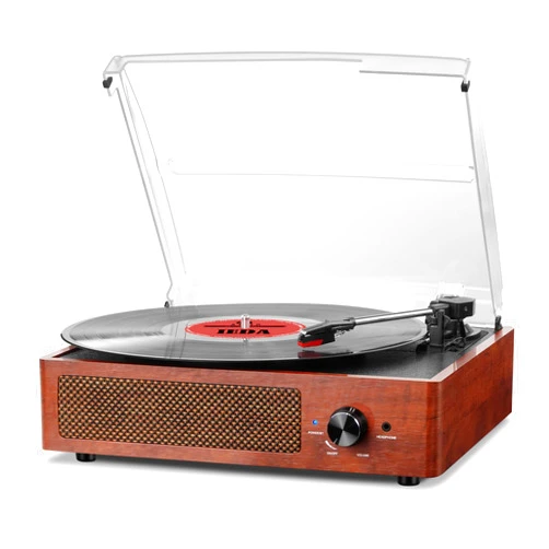 Kedok Bluetooth Turntable Vinyl Record Player with Speakers, 3 Speed Belt Driven Vintage Player for Entertainment AUX in RCA Out