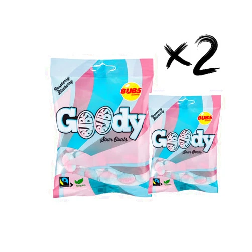 Bubs Goody Sour Ovals Raspberry Caramel 2 Pack of 90g