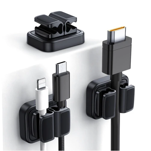 Lamicall Cord Organizer Spring Clip Holder - [1 Small Clip Hold 3 Cords] Desk Cable Management Clip Holder, Adhesive Phone Charger Wire Keeper for Desk Nightstand Office Car, Desk Accessories, 3Pcs