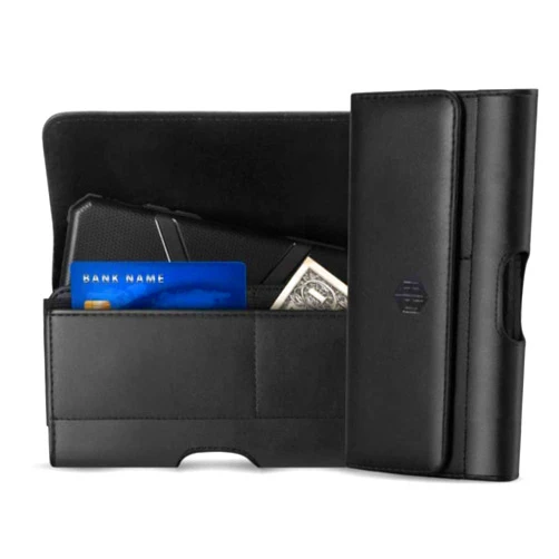 AccessoryHappy AH Premium Men Leather Belt Pouch Phone Holder Cell Phone Loops Belt Holster Bag, Loop Leather iPhone case for Samsung Galaxy S7 iPhone 6 6S 7 8 X iPhone 11 12 Fits Otterbox Carrying Case (Medium)