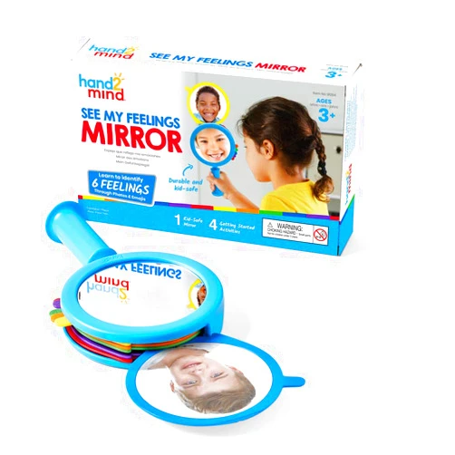 hand2mind See My Feelings Mirror, Play Therapy Toys, Mindfulness for Kids, Emotional Regulation for Kids, Social Emotional Learning Activities, Calm Down Corner Supplies, Calming Corner (Set of 1)