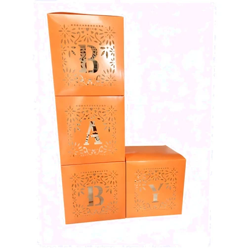 JADENIO 4-piece Cielito Lindo baby shower decor set (brown) comes with Paper Cuttings style, letter details and Mexican carnival building block gift boxes. Perfect for gender reveal and birthday parties.