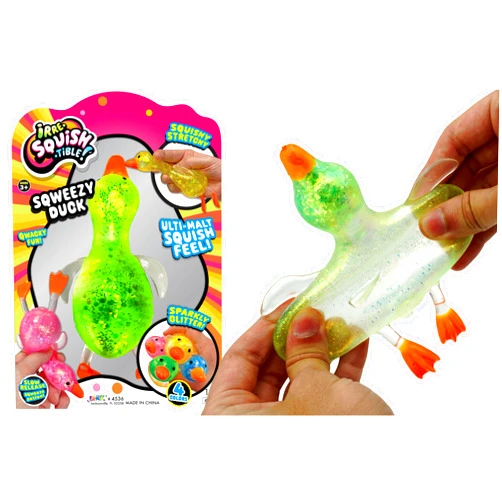 JA-RU Squishy Glitter Ducks (1 Stretchy Duck Toy) Kids Squishy Fidget Toys. Animal Stress Balls. Stress Relief Sensory Toys. Bulk Party Favors Easter Basket Stuffers. 4536-1s