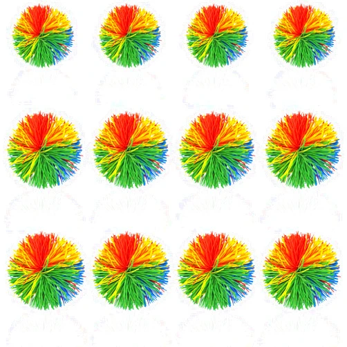 WYOMER 12 Pack Monkey Stringy Balls Sensory Fidget Toys Original Latex-Free Silicone Soft Active Fun Toy, Stress Relief Balls with Rainbow Pom Colorful Bouncy Ball (3 Sizes)