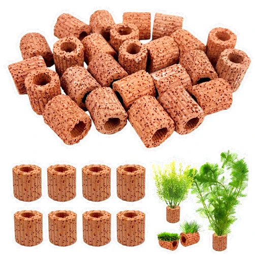 Rainmae 25 Pcs Aquatic Plant Fixed Rings - Water Plant Cultivation Ceramic Pot, Landscape Pottery Gravity Ring for Fish Tank Accessories