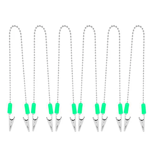 AUEAR, 6 Pack Napkin Clips Metal Dental Bib Clips Napkin Chain Bib Holder Napkin Fixing Clip Chain Lanyard Napkin Holder Flexible for Adult (Green)