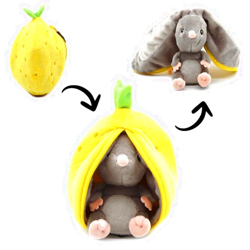 FLIPETZ LES DÉGLINGOS Rocket The Mouse Decorative Pillow – Reversible Lemon to Mouse 2-in-1 Plush Cushion – 8.5 Inch Stuffed Animal Pillow for Sofa, Bed & Any Room | Home Décor Gift for All Ages