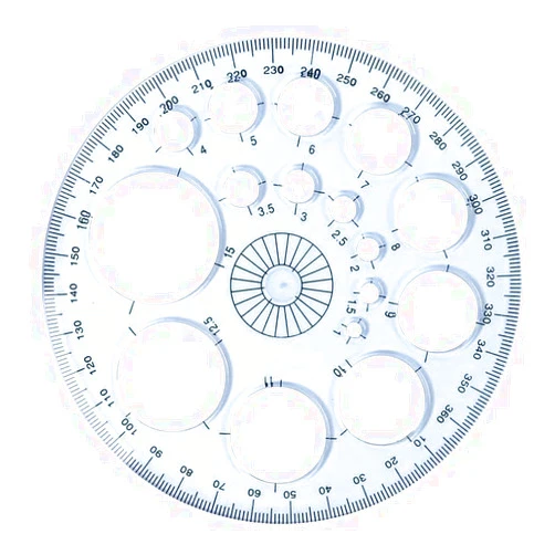 Juroicessry White Full Circle Template Plastic Round Protractor 360 Degree for Painting Drawing Drafting Tool 16 Circular Sizes，Technical Drawing Supplies，Protractors