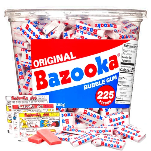 Bazooka Bubble Gum Bulk, 225 Count Tub of Chewing Gum Individually Wrapped, Old Fashioned Candy