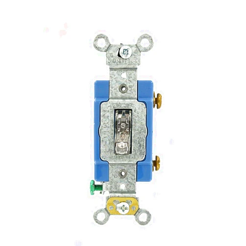 Leviton 1201-LHC 15 Amp, 120 Volt, Toggle Lighted Handle, Illuminated Off Single-Pole AC Quiet Switch, Extra Heavy Duty Grade, Self Grounding, Clear