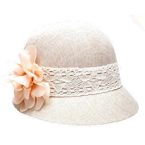 EPOCH Women's Gatsby Linen Cloche Hat with Lace Band and Flower