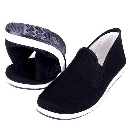 AiJiaTu Kung Fu Tai Chi Martial Arts Shoes Rubber Sole Unisex Canvas Anti-Slip Fashion Qigong Trainerss Black Size 7 (245cm)
