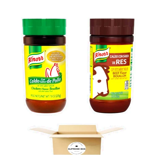 SUPREME BOX Knorr Granulated Bouillon Chicken Flavor and Beef Flavor - Pack of 2