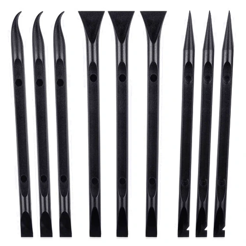 Honoson 9 Pieces Plastic Scraper Tool Scratch Free Plastic Scraper Cleaning Pen-Shaped Scraper Tool Stiff Multipurpose Label Scraper for Tight Spaces, Kitchen, Crevices, Food, Paint (Black)