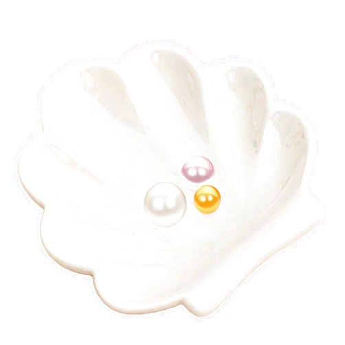 U-LIAN Ceramic Shell Shape Ceramic Jewelry Tray Jewelry Holder Trinket Dish for Jewelry Ocean Style Necklace Earring Ring Holder
