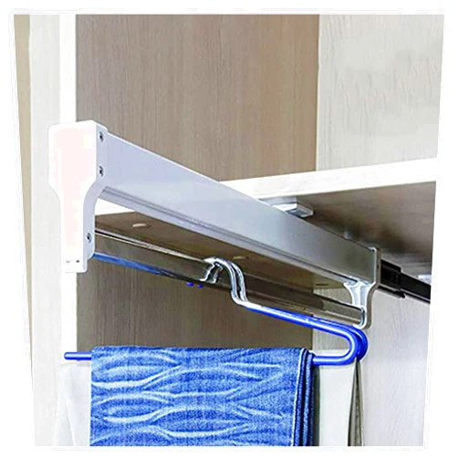 DonHeK Pull Out Trousers Rack,Closet Pants Storage Rack,30-60cm Clothes Organizers,Holds 44 Pounds Save Space for Bedroom Wardrobe Cloakroom (Size : 450mm/17.7inch), 78456
