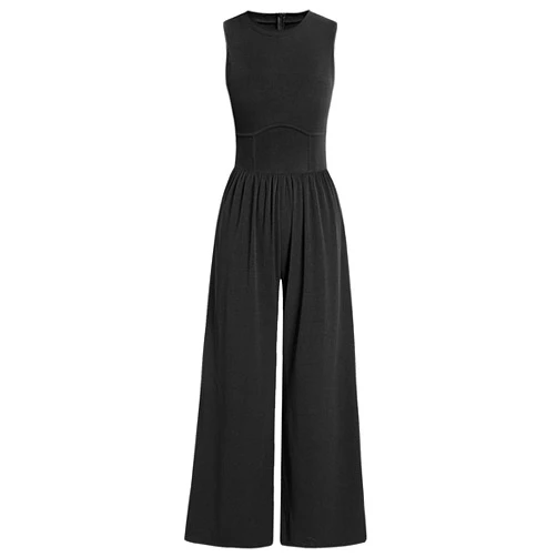 ANRABESS Womens Jumpsuits Dressy Summer Casual One Piece Outfits High Neck Tank Top Wide Leg Pants Rompers Jumper Pockets