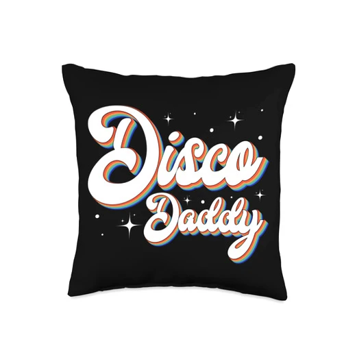 Retro vintage Disco Dad Daddy outfits gifts Retro Vintage Disco Daddy, 60s 70s 80s 90 Party Costume Dad Throw Pillow, 16x16, Multicolor