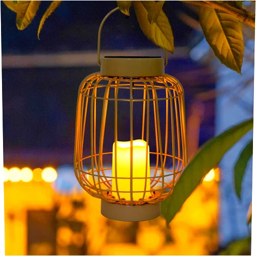 GIBMIDSER Solar Lanterns,Outdoor Solar Rattan Lanterns with Flameless Candles,Hanging with Handle Solar Lamp Decorative for Porch Garden Patio Pathway Deck Yard