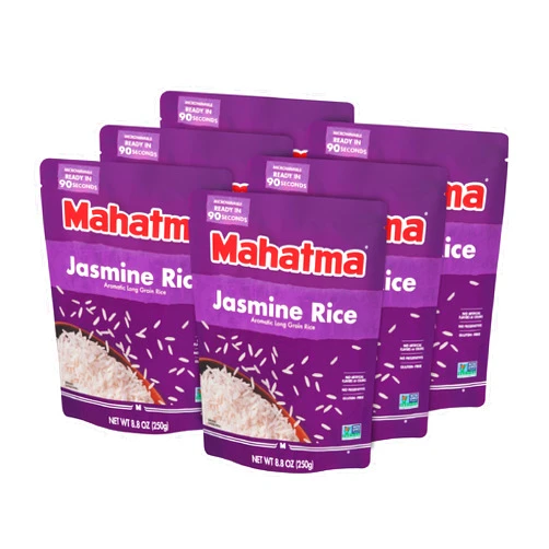 Mahatma Ready to Heat Jasmine Rice, Precooked Rice, Microwaveable in 90 Seconds, Six 8.8-Ounce Bags